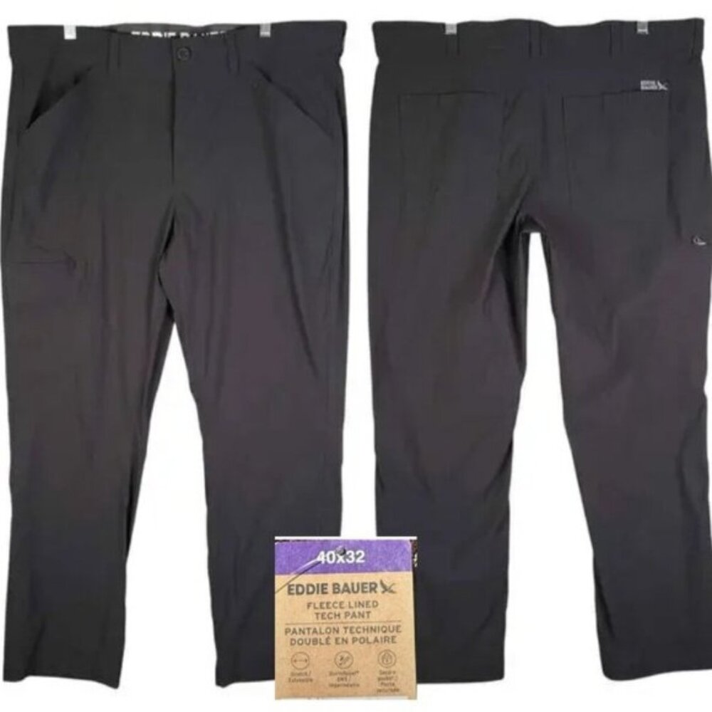 Eddie Bauer Mens Black Fleece Lined Tech Pants Size 40 x 32